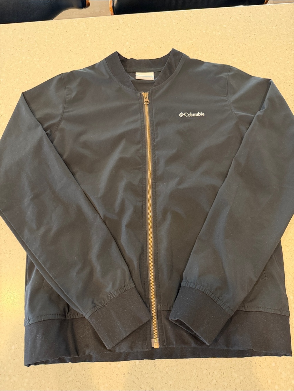 Columbia Black Bomber Jacket with Gold Zipper